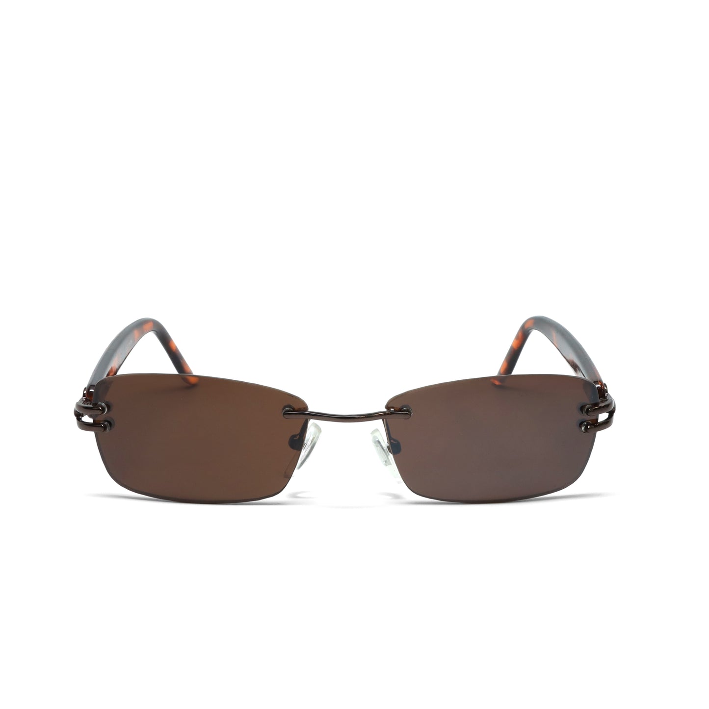 //Style 316// True Vintage 90s Rimless Rectangle Frame Sunglasses - Brown
