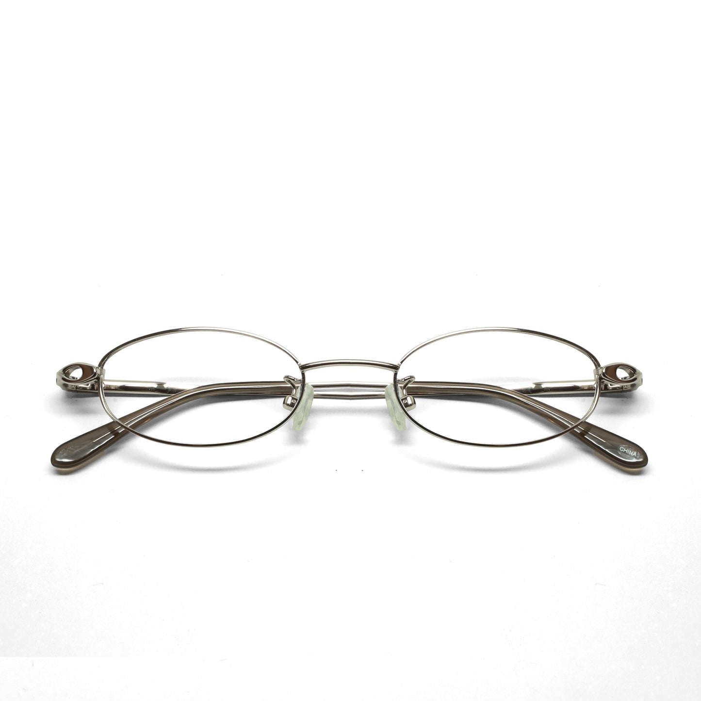 //Specs 018// Classic Late 1990s Oval Clear Lens Specs w/Spring Hinges – Silver
