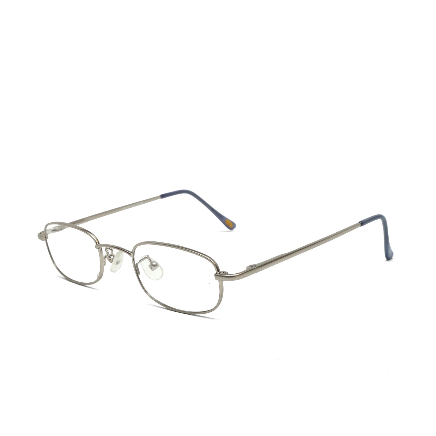 //Specs 061// Classic 1990s Wire Rectangle Non Lens Specs w/Spring Hinges – Silver