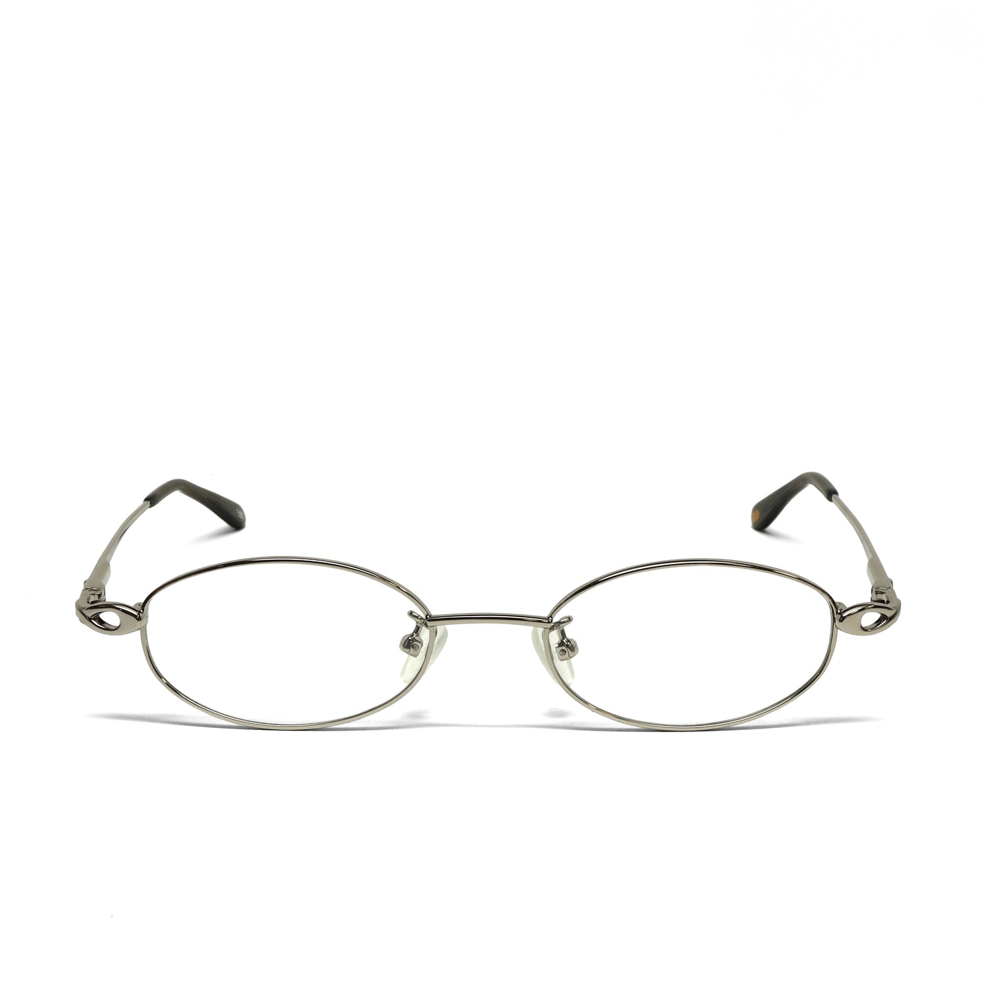 //Specs 018// Classic Late 1990s Oval Clear Lens Specs w/Spring Hinges – Silver