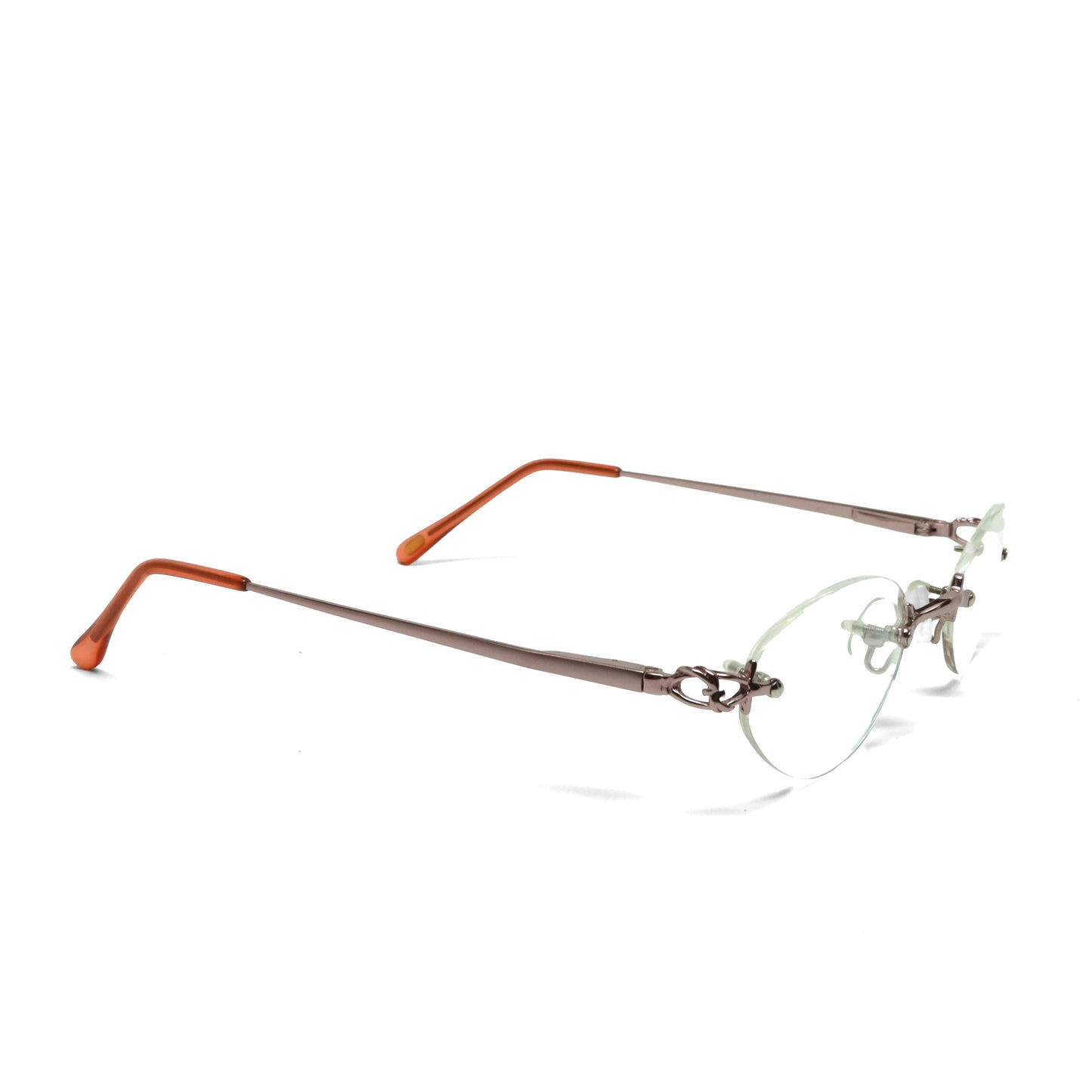 //Specs 029// Classic Late 1990s Rimless Specs w/Spring Hinges – Pink