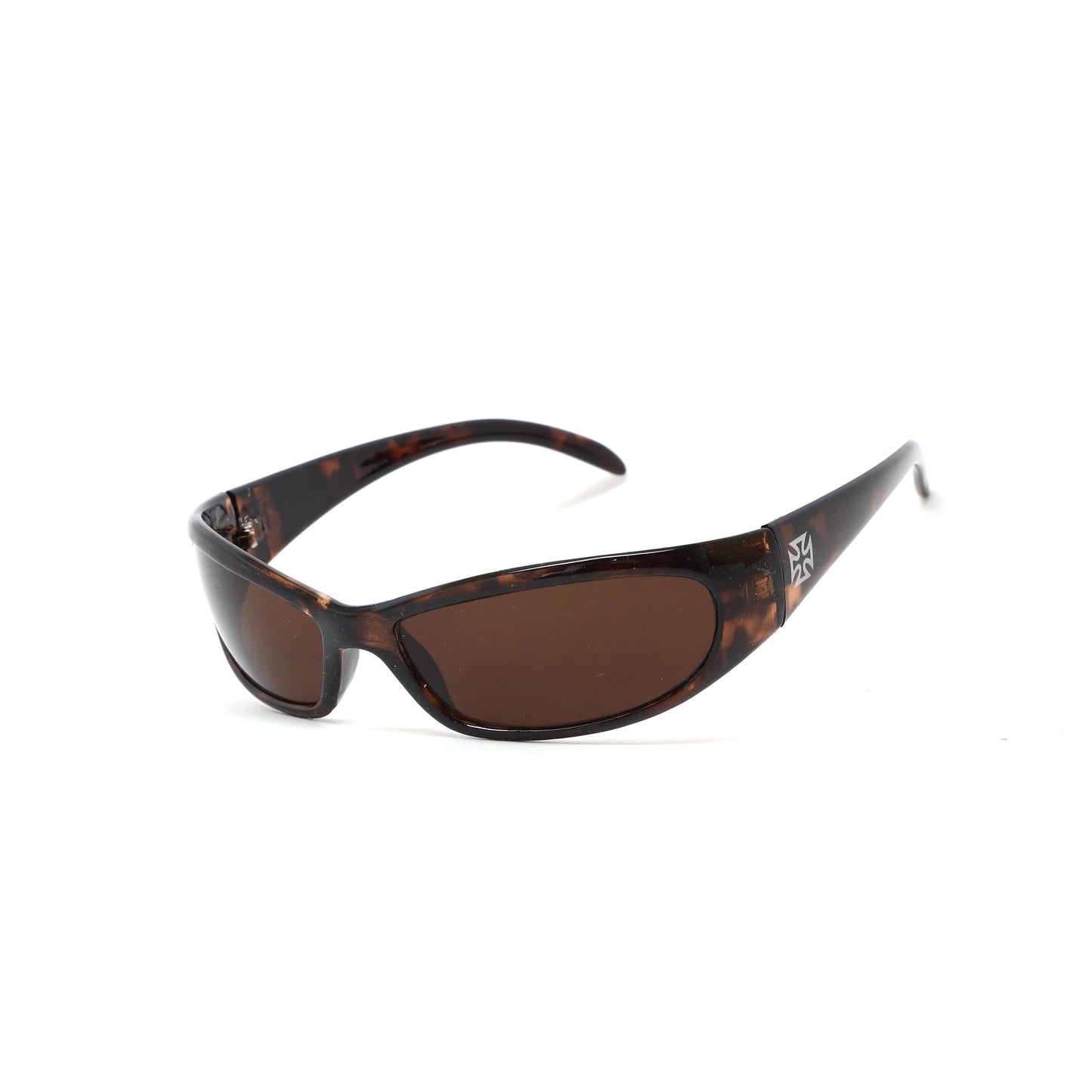 Prototype 5 Cross Design Wraparound Visor Sunglasses - Tortoise