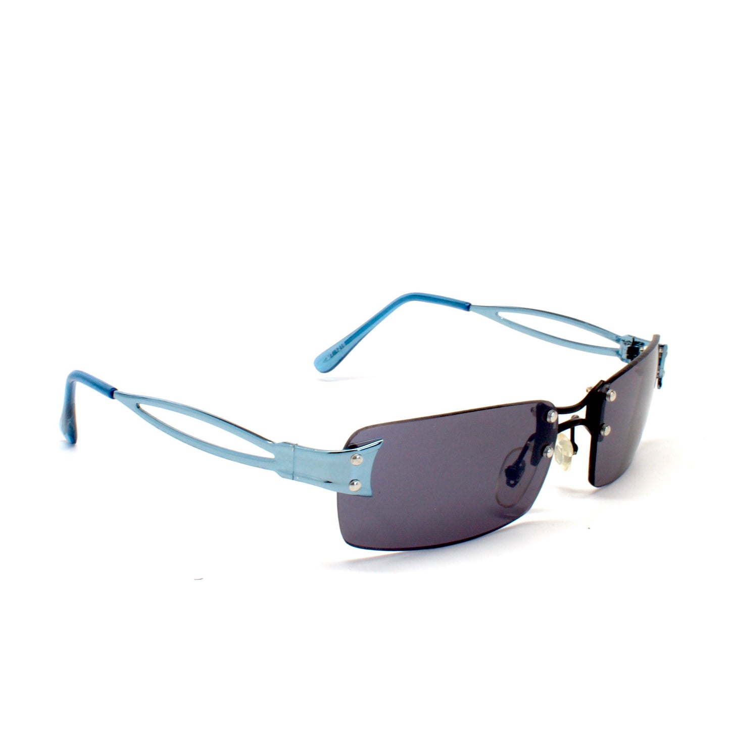 Vintage Small Size Y2K Rectangle Frameless Sunglasses - Blue