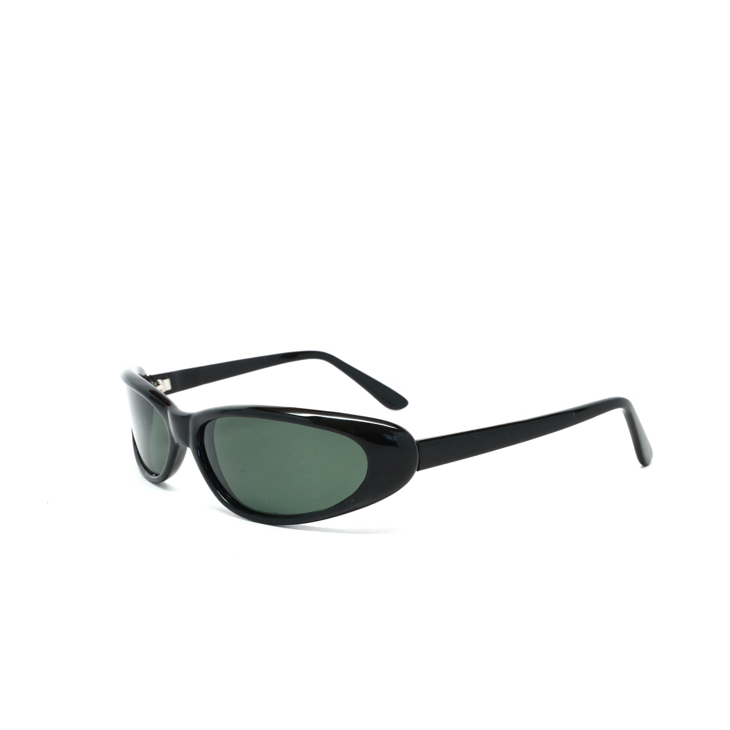 Vintage Standard Size Slim Narrow Oval Frame Sunglasses - Black
