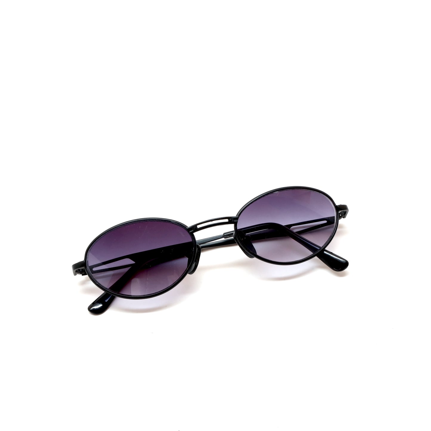 Deadstock 90s Wired Oval Sunglasses - Black/Purple