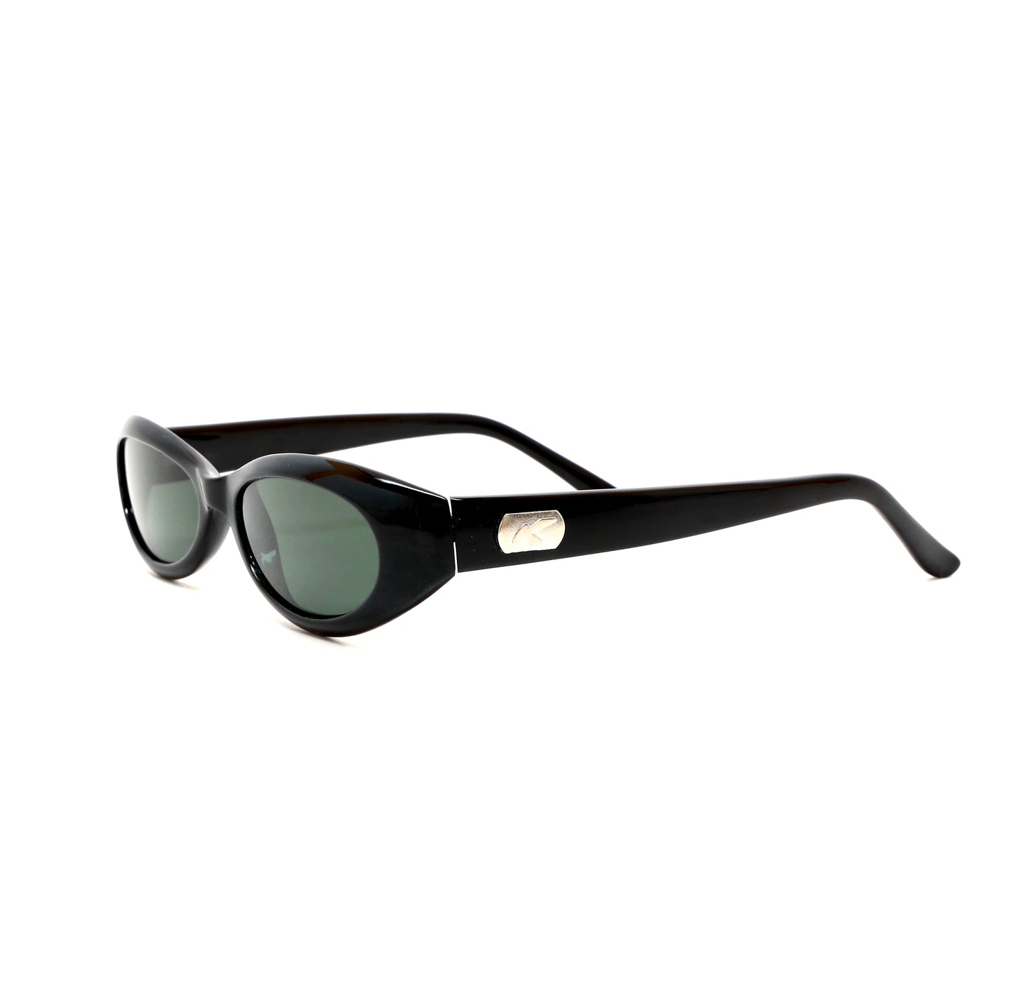 Vintage Small Size 90s Mod Verona Classic Oval Frame Sunglasses - Black