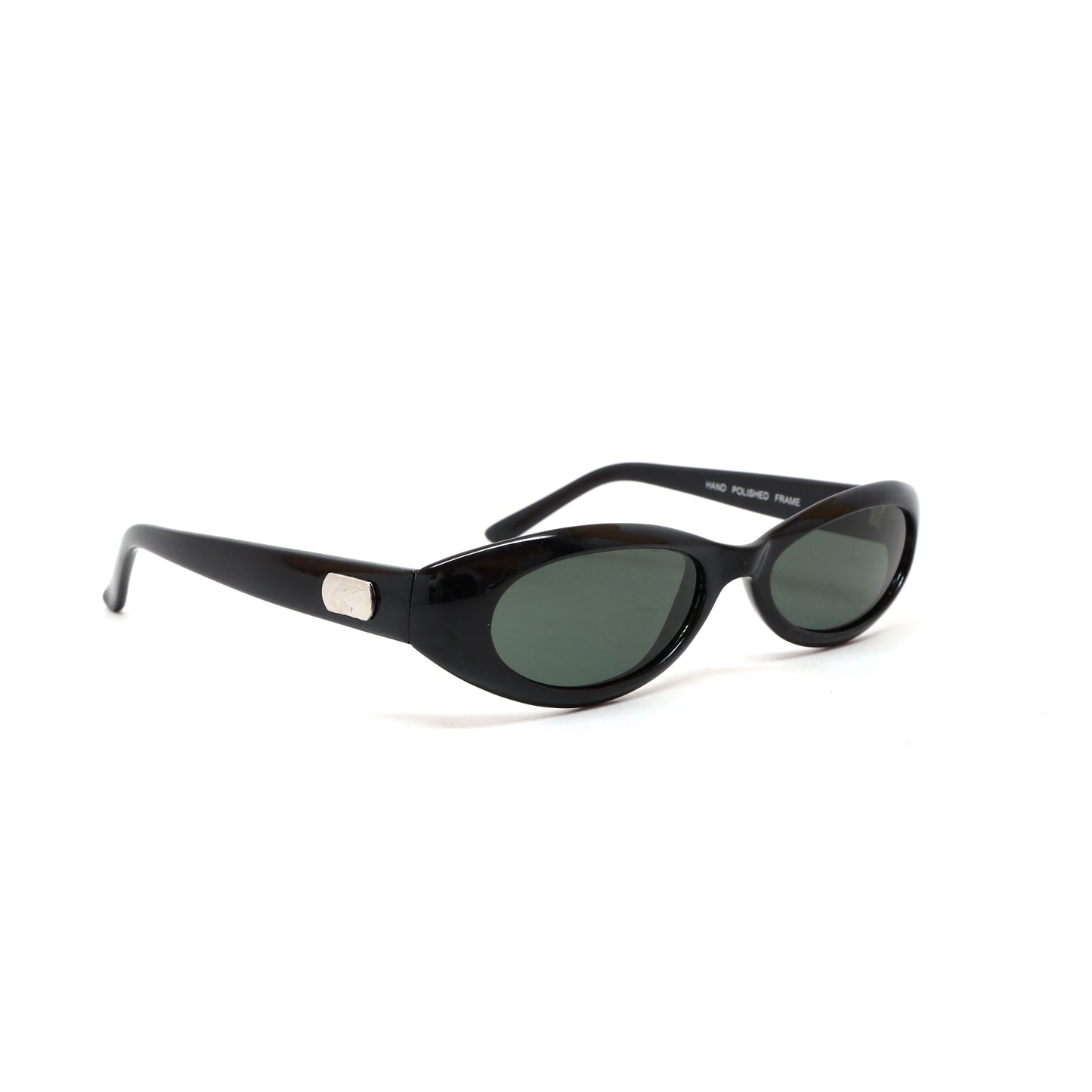 Vintage Small Size 90s Mod Verona Classic Oval Frame Sunglasses - Black