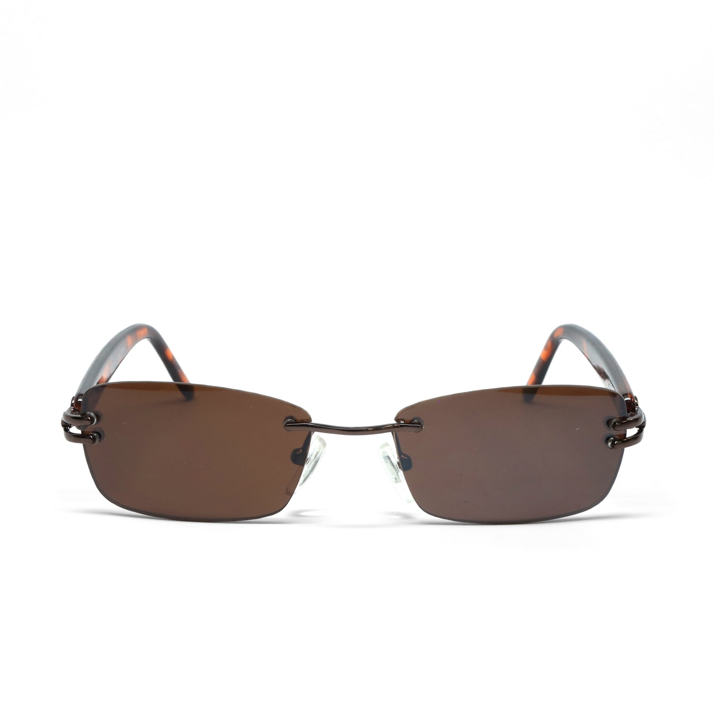 //Style 316// True Vintage 90s Rimless Rectangle Frame Sunglasses - Brown