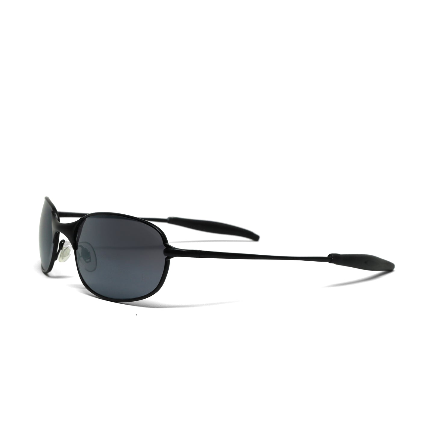 //Style 2026// Classic Wraparound Vintage Late 90s Wire Oval Sunglasses - Black