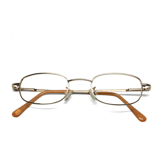//Specs 061// Classic 1990s Wire Rectangle Non Lens Specs w/Spring Hinges – Gold