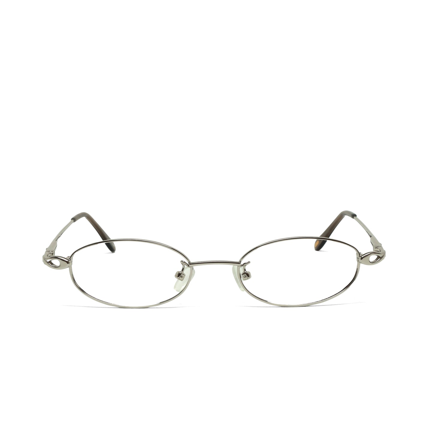 //Specs 018// Classic Late 1990s Oval Clear Lens Specs w/Spring Hinges – Silver