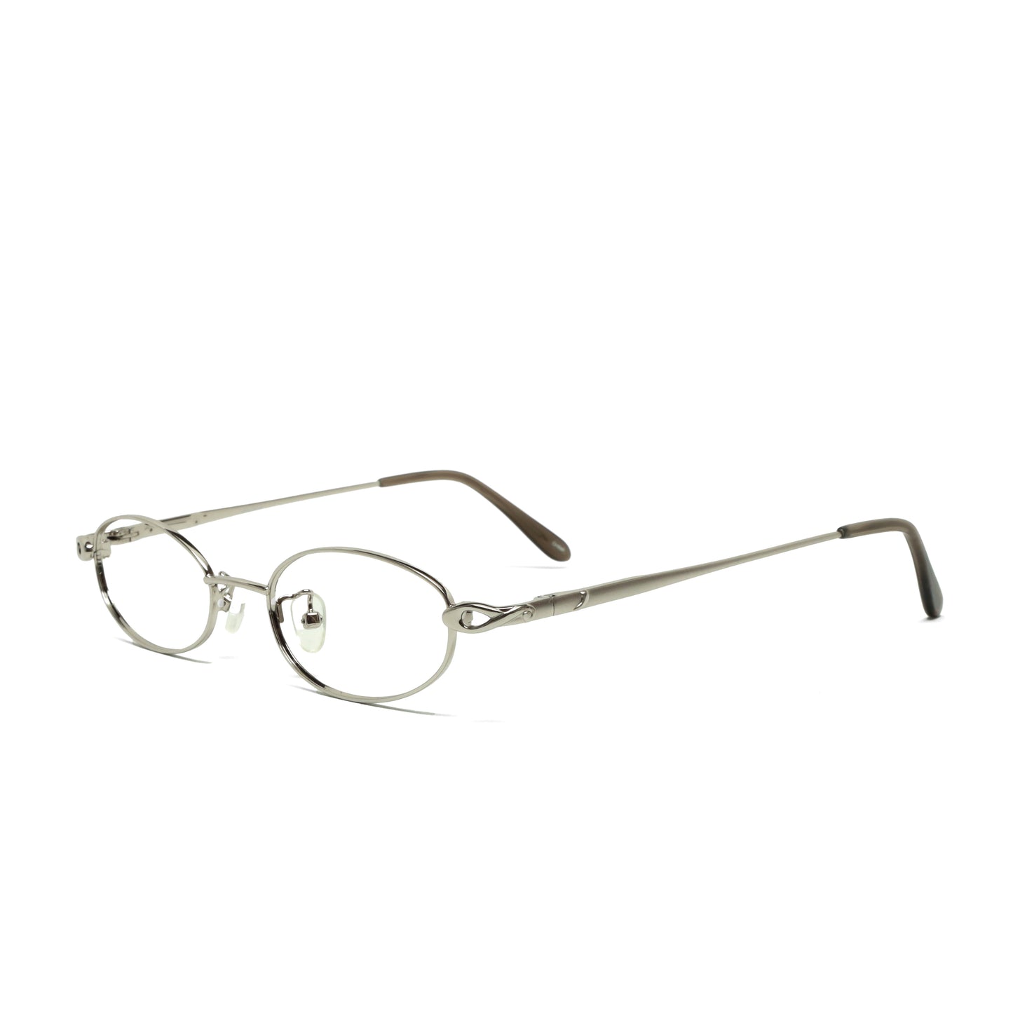 //Specs 018// Classic Late 1990s Oval Clear Lens Specs w/Spring Hinges – Silver