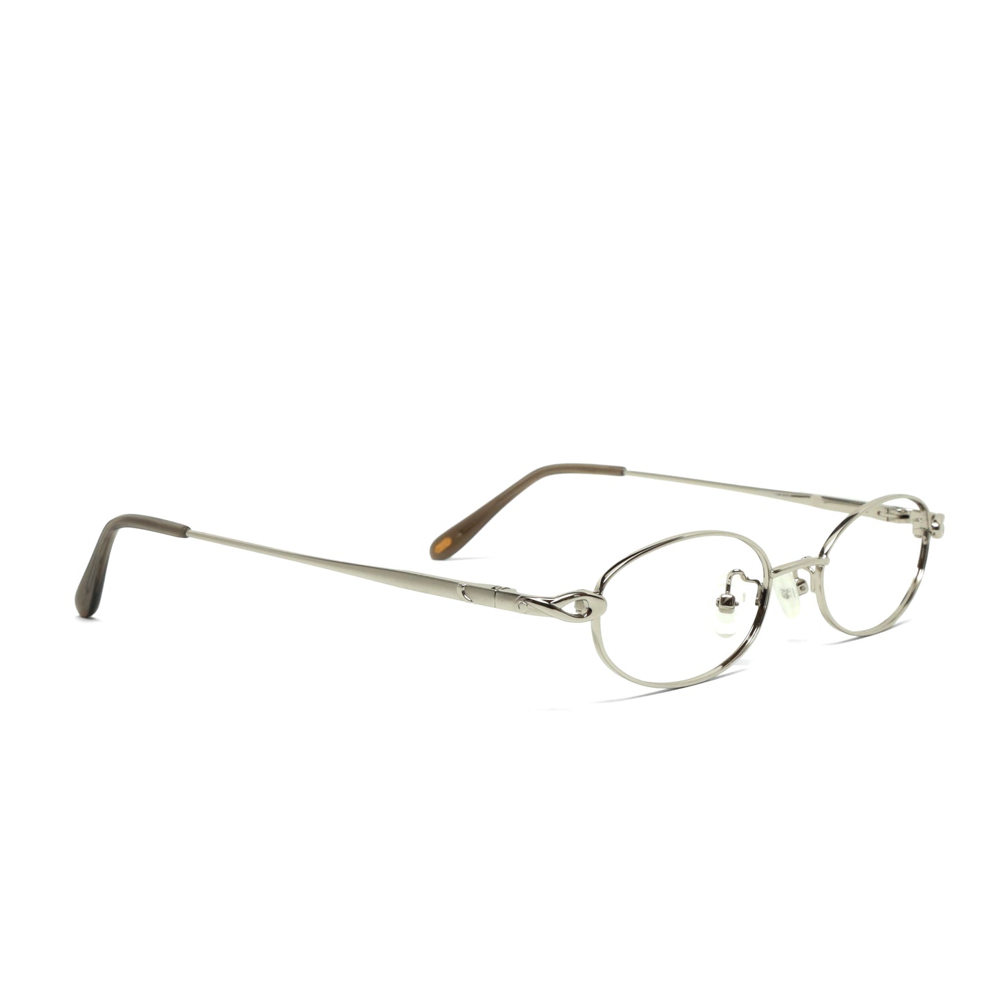 //Specs 018// Classic Late 1990s Oval Clear Lens Specs w/Spring Hinges – Silver