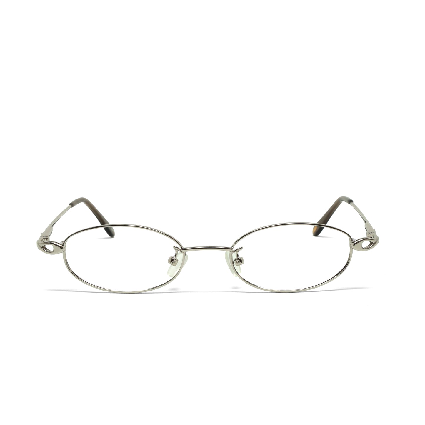 //Specs 018// Classic Late 1990s Oval Clear Lens Specs w/Spring Hinges – Silver