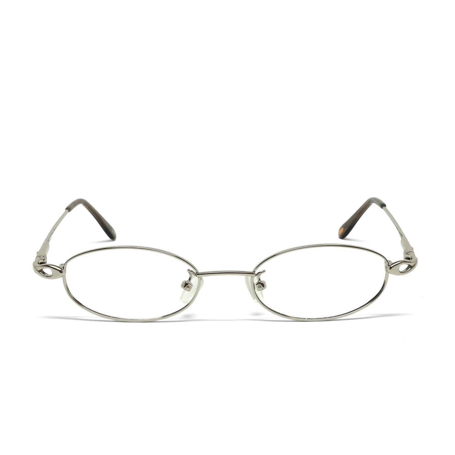 //Specs 018// Classic Late 1990s Oval Clear Lens Specs w/Spring Hinges – Silver