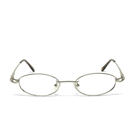 //Specs 018// Classic Late 1990s Oval Clear Lens Specs w/Spring Hinges – Silver