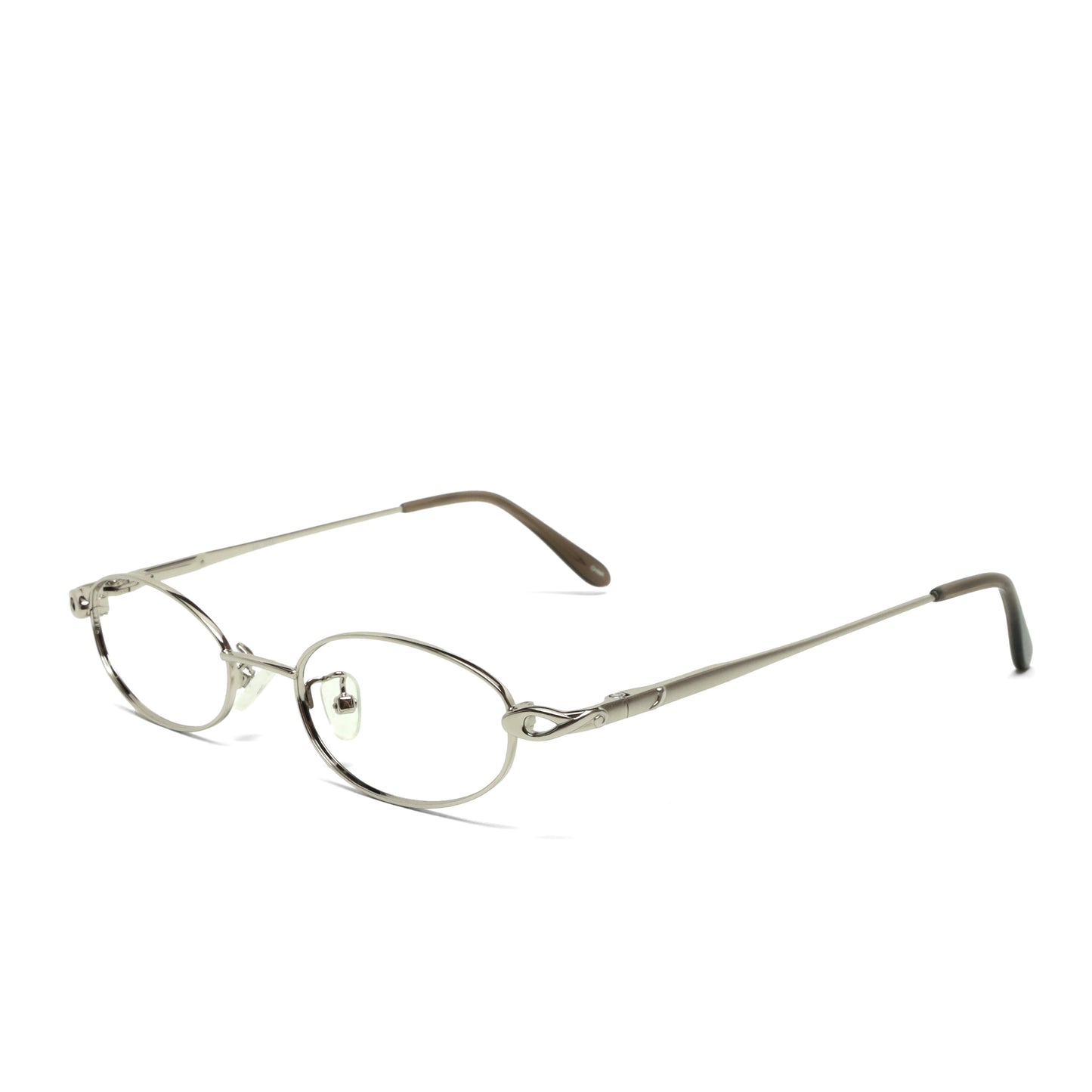//Specs 018// Classic Late 1990s Oval Clear Lens Specs w/Spring Hinges – Silver