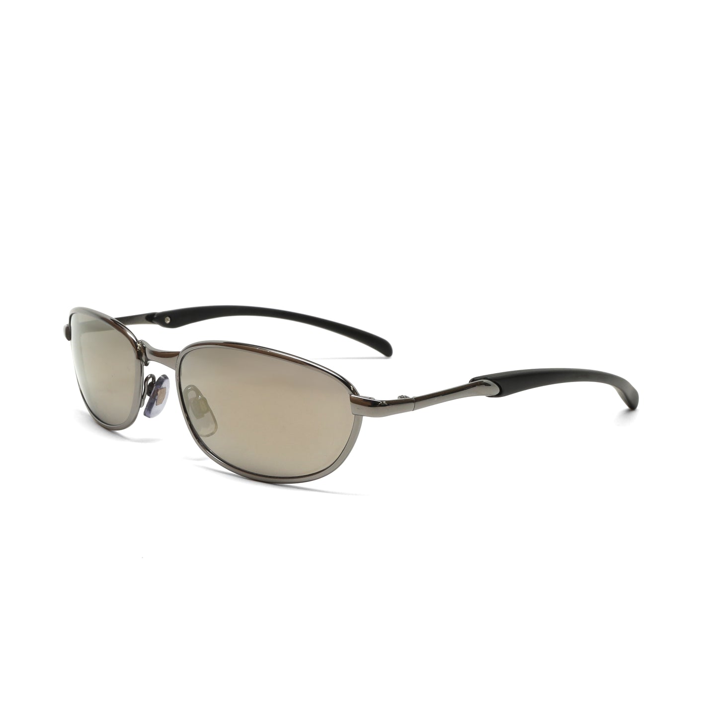 //Style 7281// Original 90s Classic Grey Wire Oval Sunglasses - Brown Hue