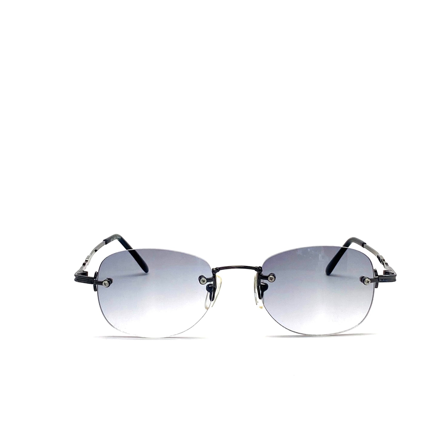 Small Sized Vintage Deadstock Frameless Grey Wire Frame Sunglasses - Black