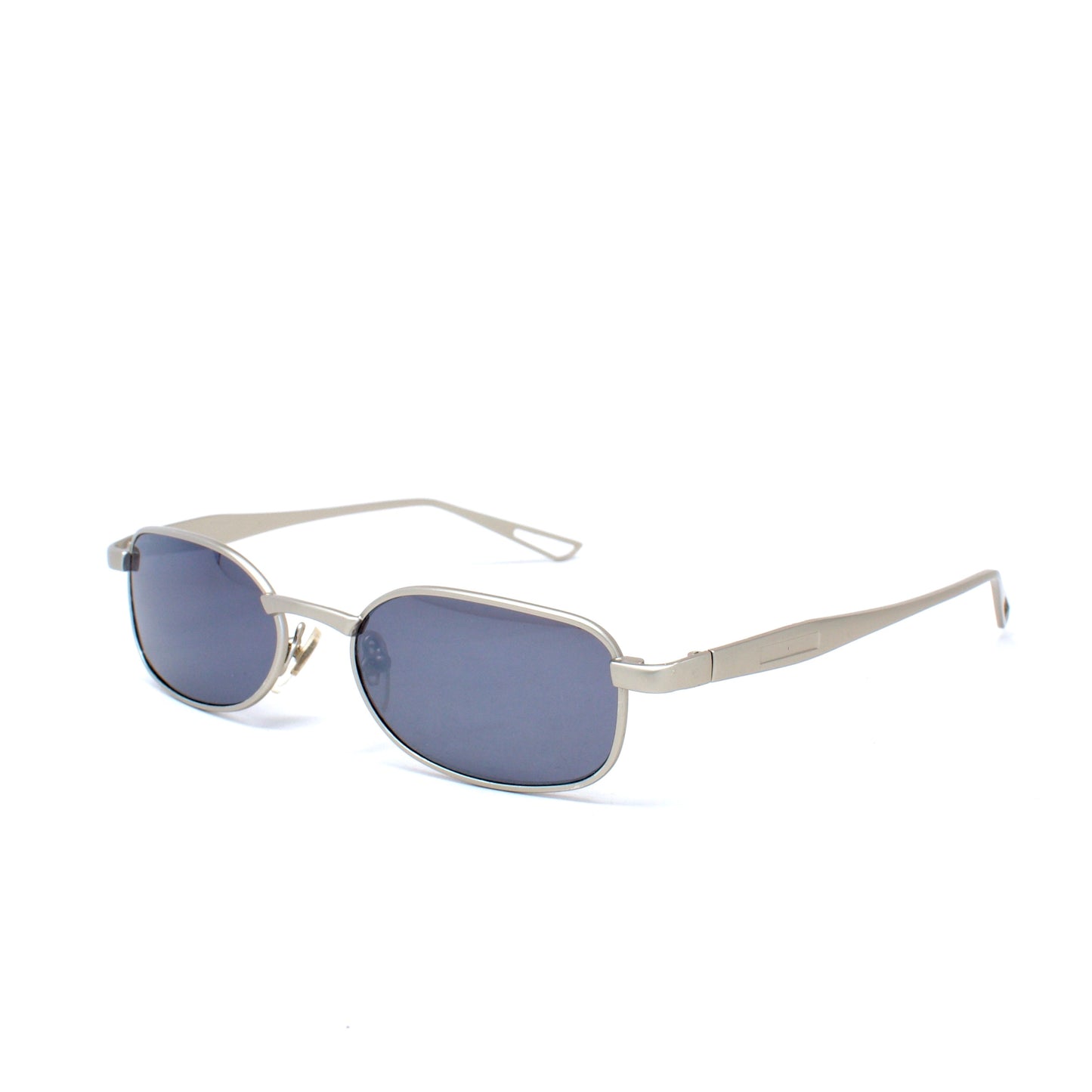 Vintage Small Size 1990s Matrix Style Rectangle Shape Sunglasses - Light Silver