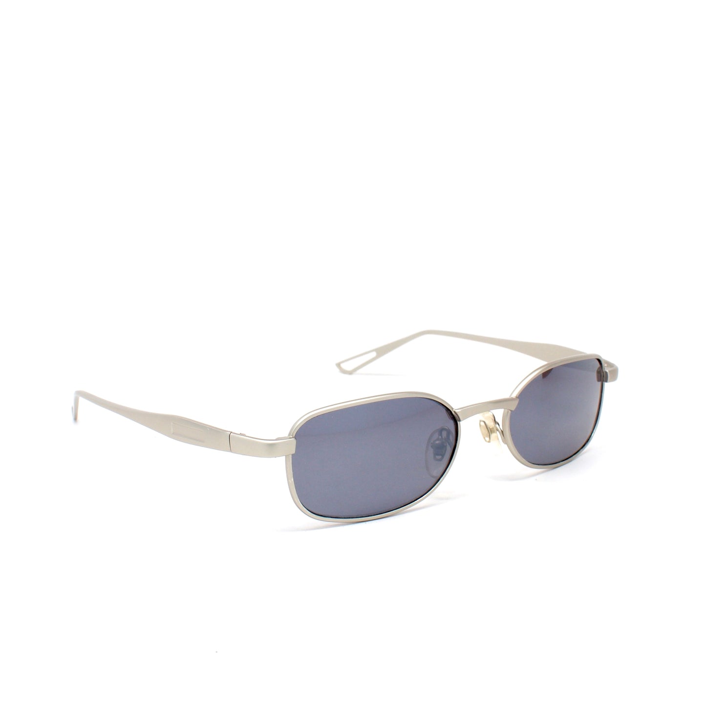 Vintage Small Size 1990s Matrix Style Rectangle Shape Sunglasses - Light Silver