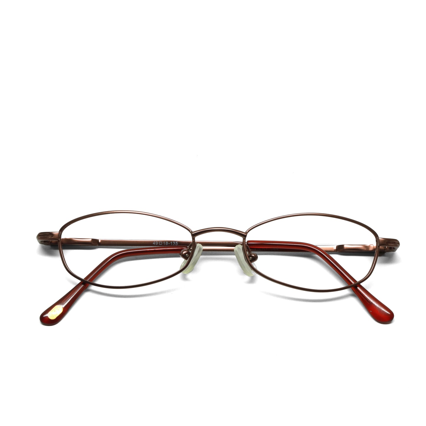 //Specs 084// Classic 1990s Wire Non Lens Specs w/Spring Hinges – Maroon