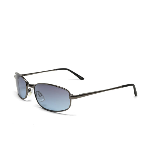 //Style 370// Vintage 90s Classic Grey Wire Oval Sunglasses - Blue Hue Lens