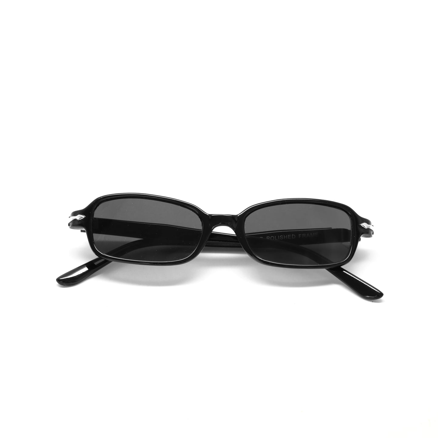 Vintage Small Size Narrow Frame Roxbury Rectangle Sunglasses - Black
