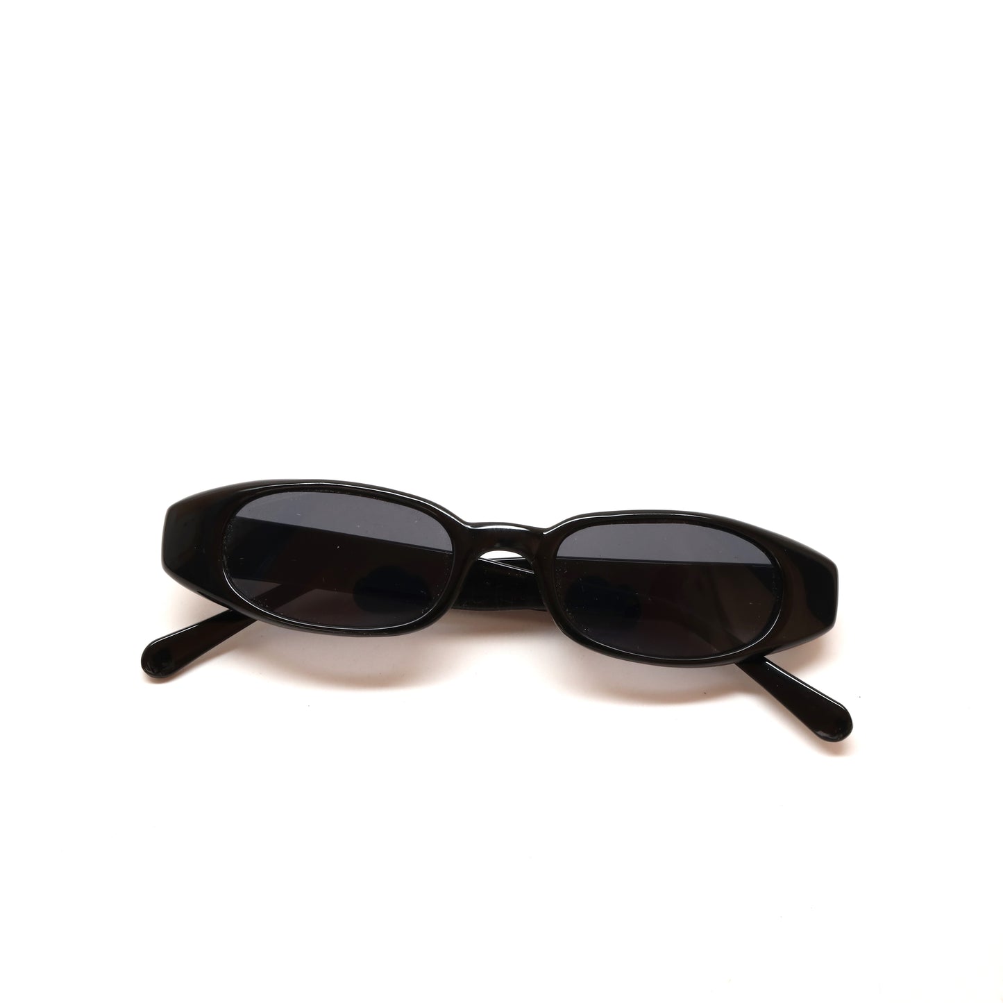 Vintage 90s New Old Stock Slim Narrow Frame Sunglasses - Black