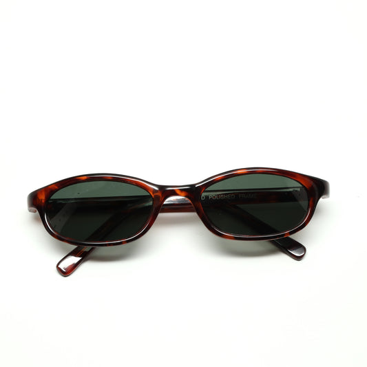 //Style 47// Vintage Small Size 90s Browline Circular Shape Sunglasses - Tortoise