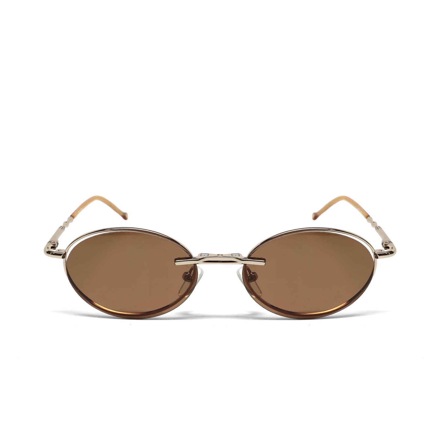 //Style 090// High Quality Polarized Vintage 90s Oval Sunglasses w/ Removable Lens - Gold Brown