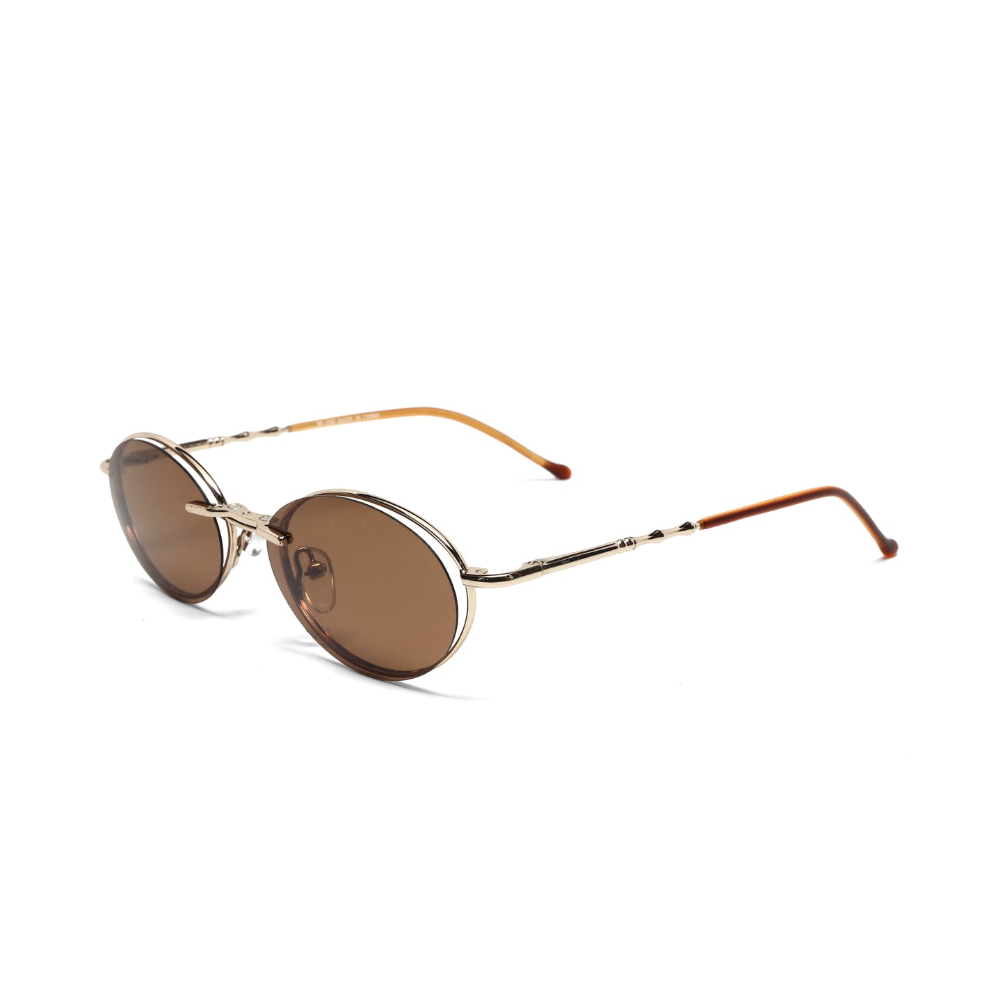 //Style 090// High Quality Polarized Vintage 90s Oval Sunglasses w/ Removable Lens - Gold Brown