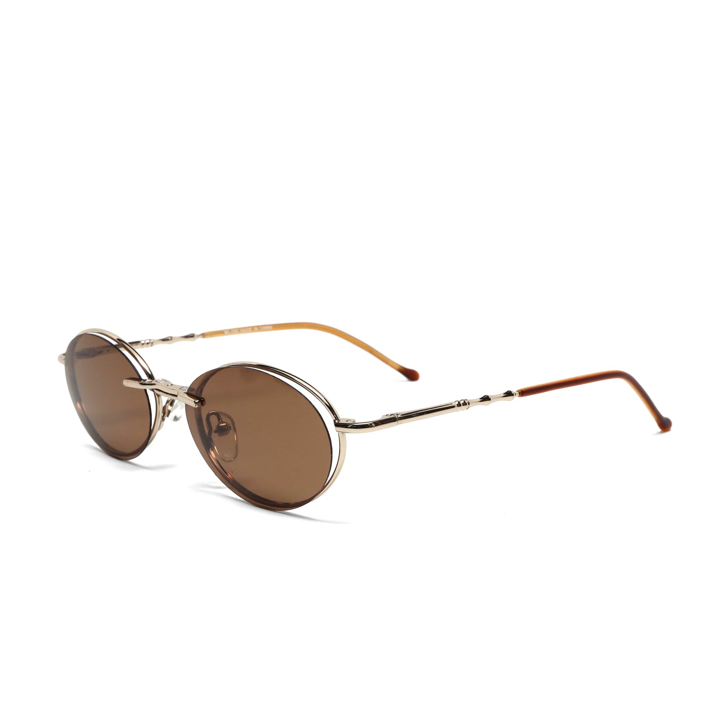 //Style 090// High Quality Polarized Vintage 90s Oval Sunglasses w/ Removable Lens - Gold Brown