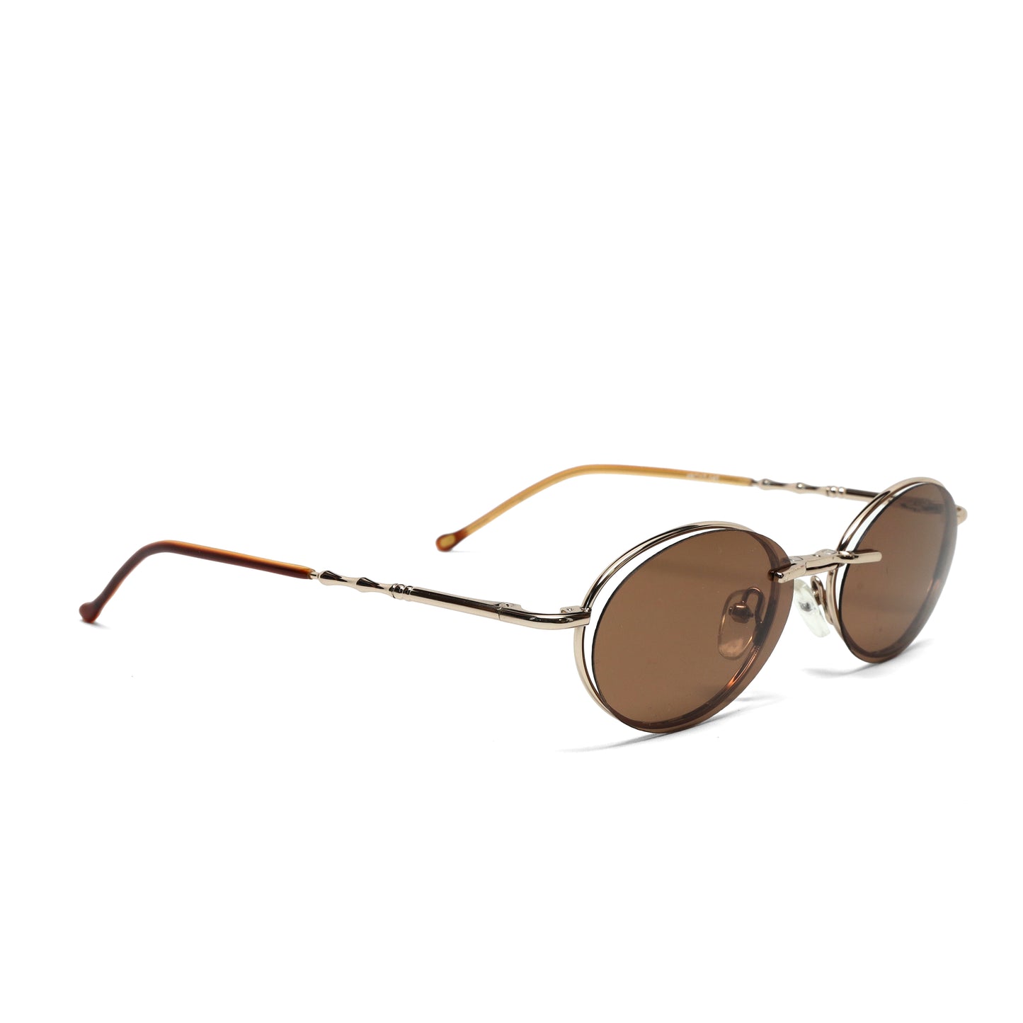 //Style 090// High Quality Polarized Vintage 90s Oval Sunglasses w/ Removable Lens - Gold Brown
