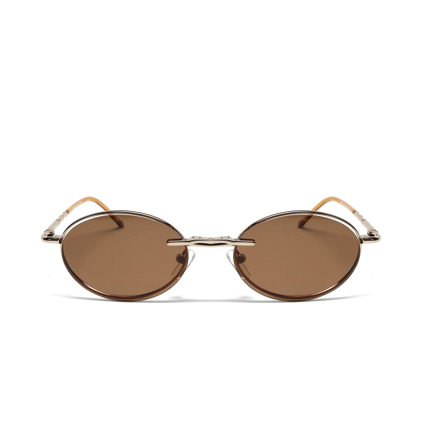 //Style 090// High Quality Polarized Vintage 90s Oval Sunglasses w/ Removable Lens - Gold Brown