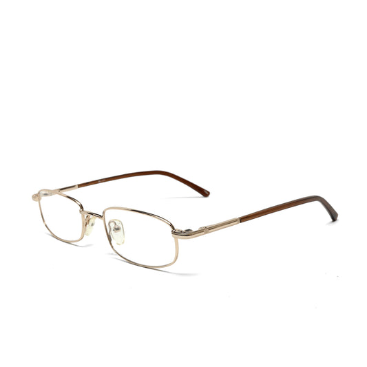 //Specs 171// Classic 1990s Wire Rectangle Specs w/Spring Hinges – Clear Gold