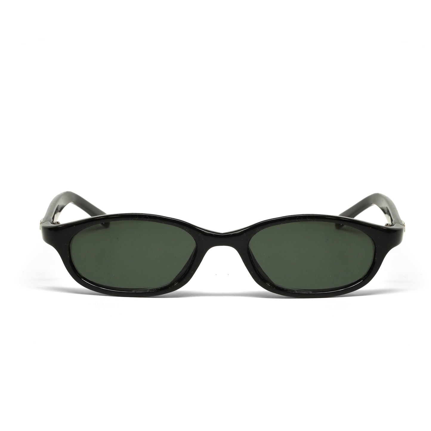 //Style 47// Vintage Small Size 90s Browline Circular Shape Sunglasses - Black