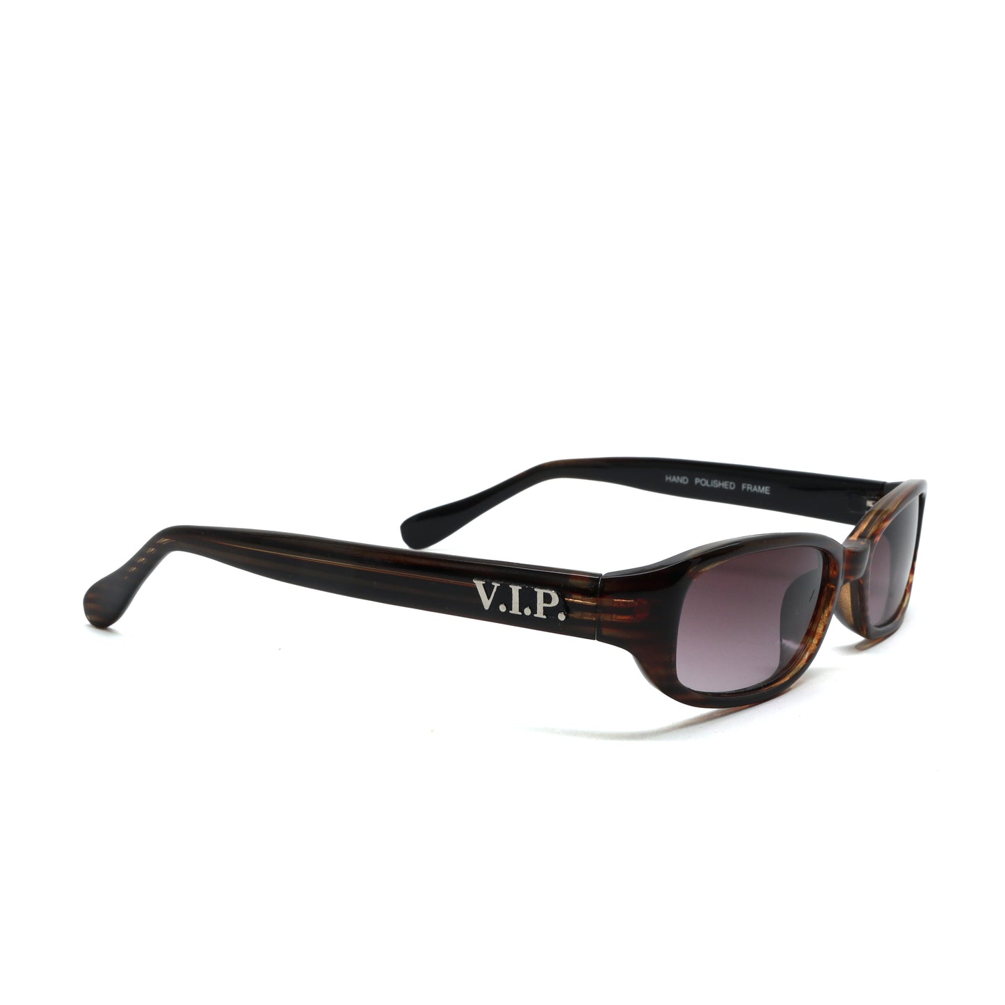 //Style 39// Deluxe Vintage 90s Narrow Rectangle Frame VIP Sunglasses - Brown Grey