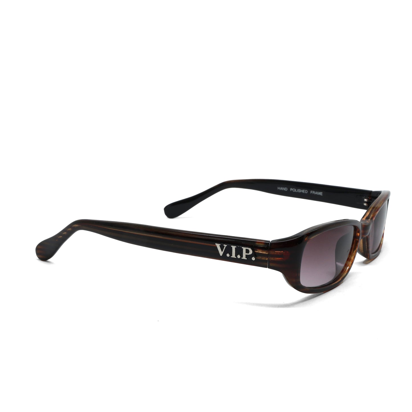 //Style 39// Deluxe Vintage 90s Narrow Rectangle Frame VIP Sunglasses - Brown Grey