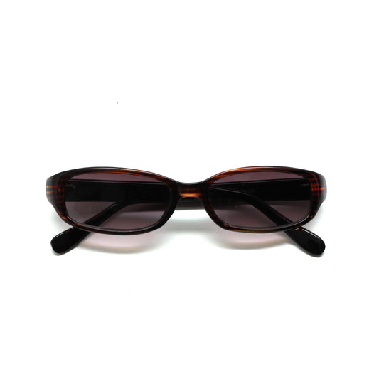 //Style 39// Deluxe Vintage 90s Narrow Rectangle Frame VIP Sunglasses - Brown Grey