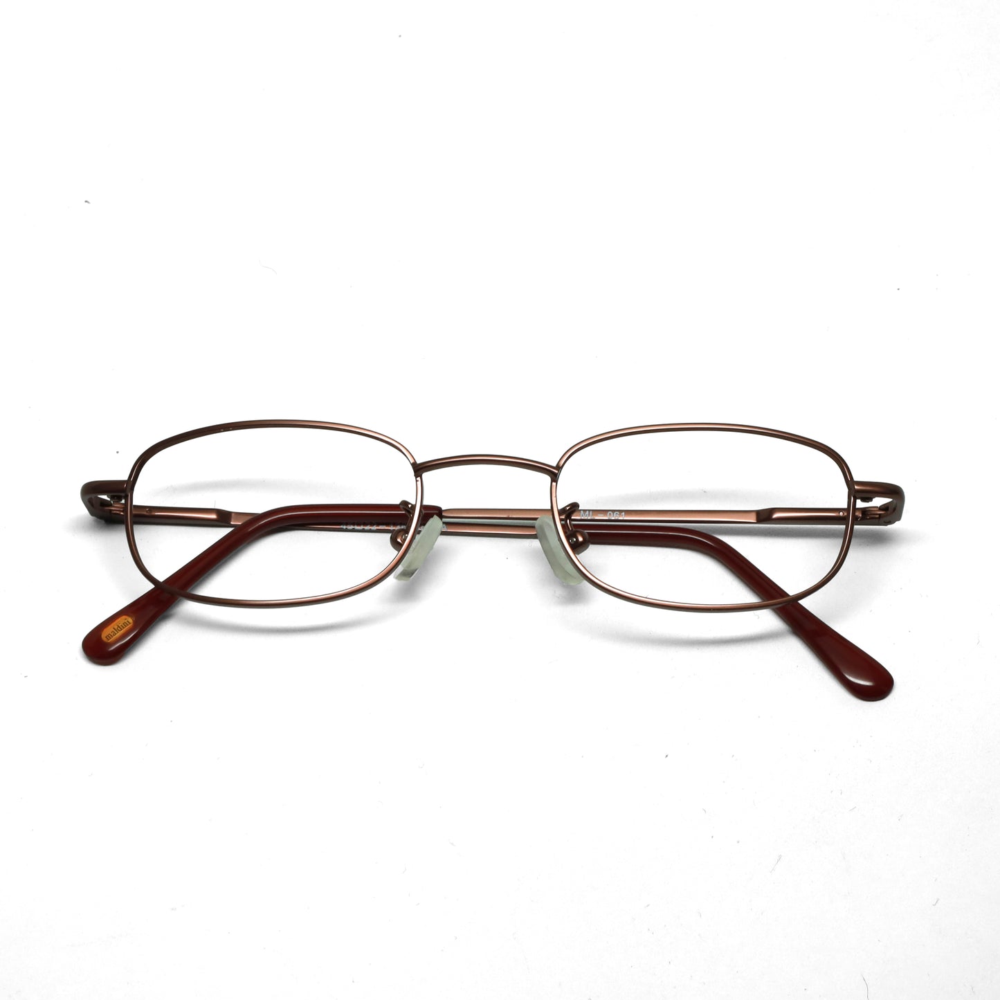 //Specs 061// Classic 1990s Wire Rectangle Non Lens Specs w/Spring Hinges – Red