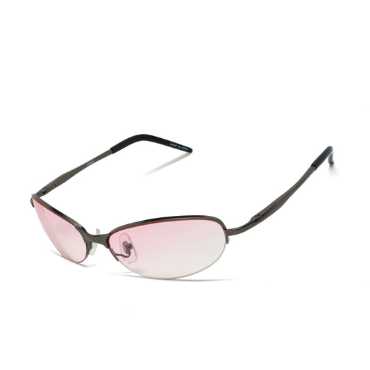 //Style 603// Vintage Late 90s/Early 2000s Frameless Pink Oval Sunglasses