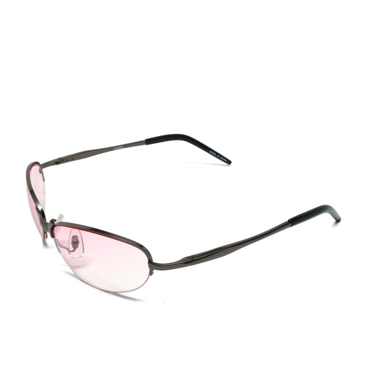 //Style 603// Vintage Late 90s/Early 2000s Frameless Pink Oval Sunglasses