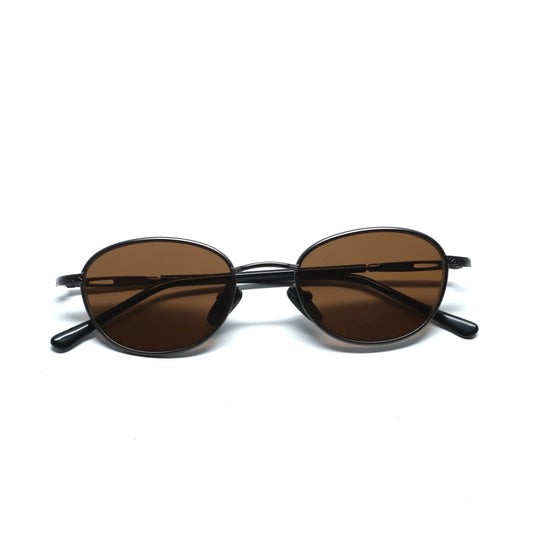 //Style M30// Vintage Geometric Oval Wire Frame Sunglasses - Brown