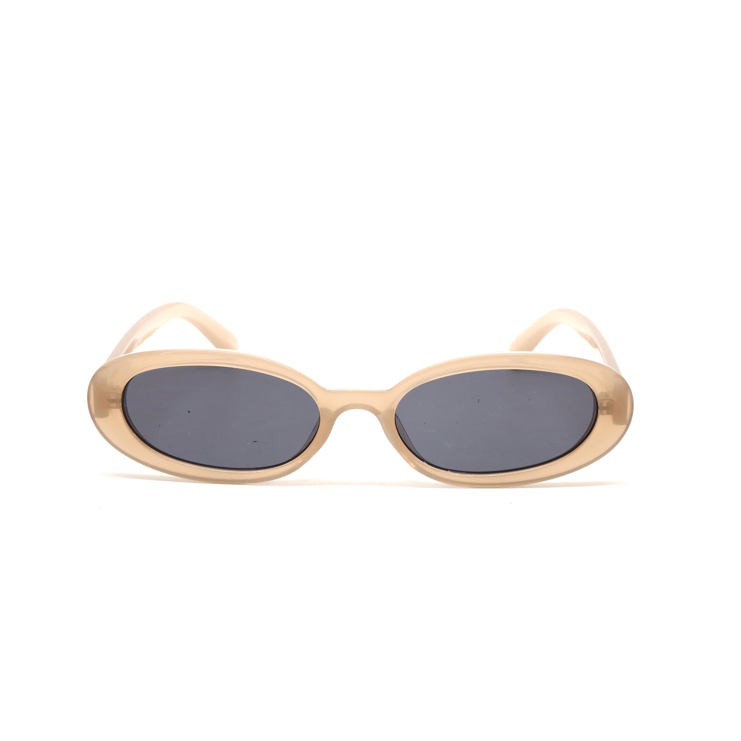 Retro Modern Standard Oval Frame Sunglasses - Tan