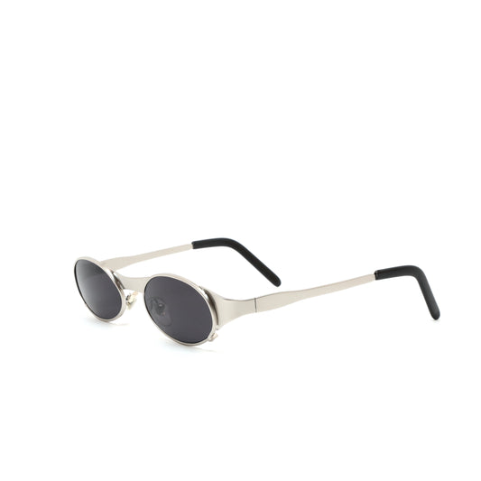 //Style 7825// Vintage 90s New Old Stock Industrial Spring Hinge Sunglasses - Silver