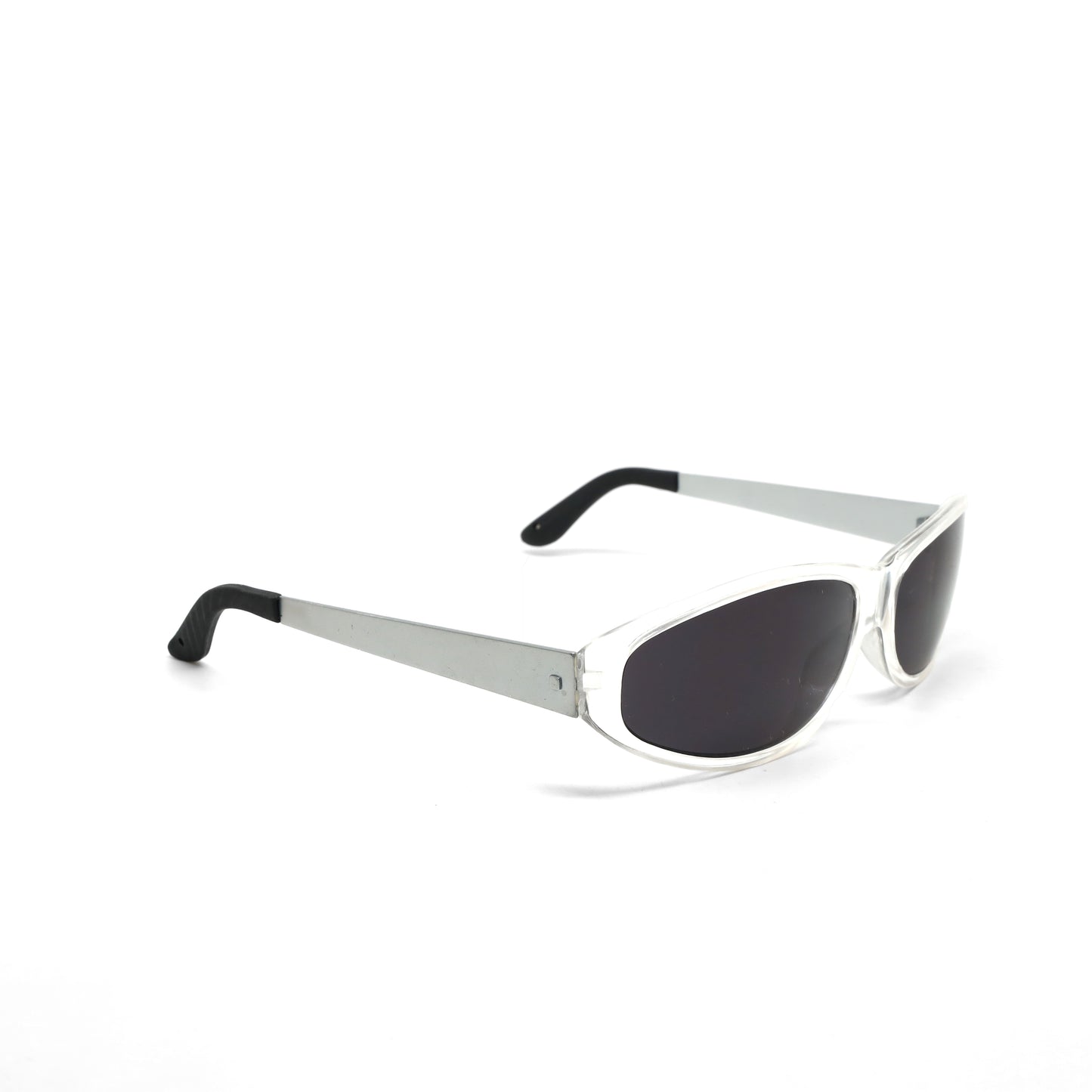 Concept 3 Dual Metal 2000s Metal Wraparound Sunglasses - Clear