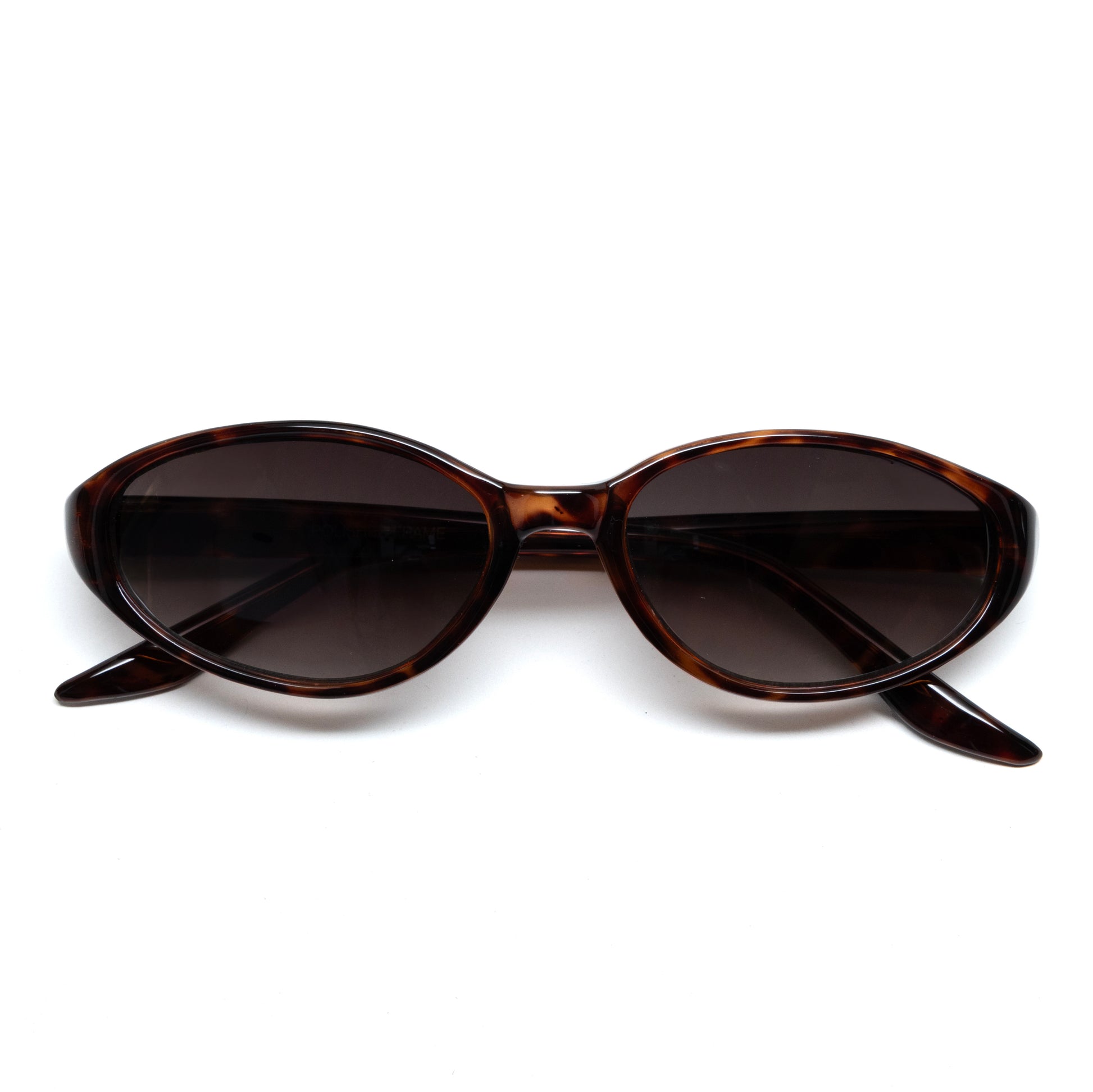 Style 63// Vintage 1990s Chic Standard Oval Frame Sunglasses Brown