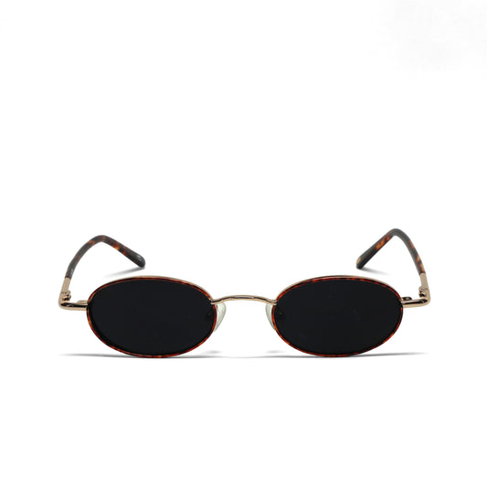//Style M20 // Deluxe Vintage Small Wire Oval Dark Lens Sunglasses - Tortoise