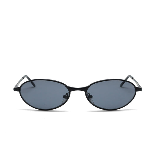 //Style 058// Classic Vintage Late 90s Wire Oval Sunglasses - Black